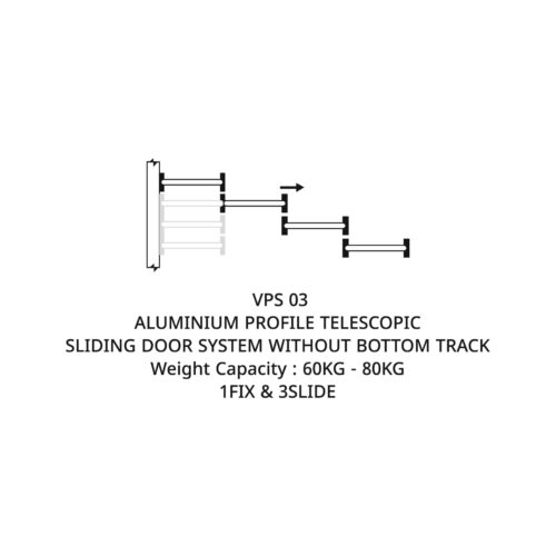 Flybird Interior Aluminium Profile Telescopic Sliding Door System Without Bottom Track VPS 03