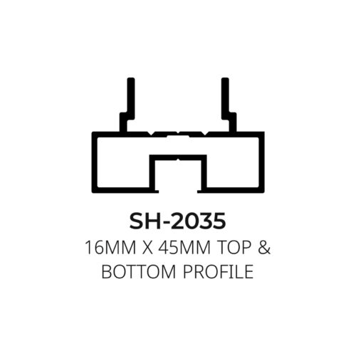 Flybird Interior Aluminium Profile 16MM X 45MM TOP & BOTTOM PROFILE SH-2035